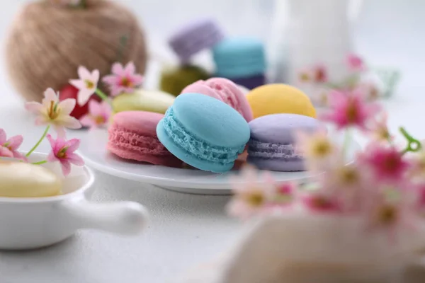 Macaron French Macaroon Sweet Meringue Based Confection Made Egg White — Stock Photo, Image