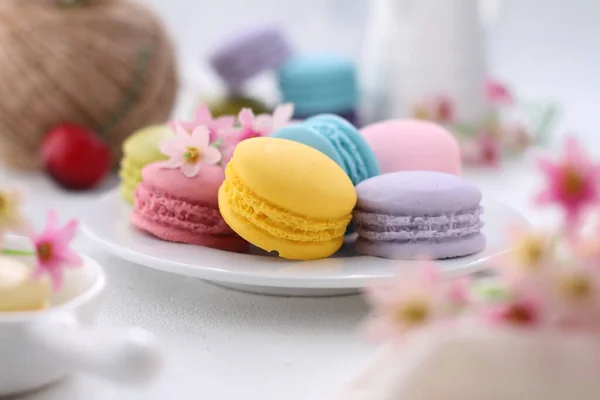 Macaron French Macaroon Sweet Meringue Based Confection Made Egg White — Stock Photo, Image