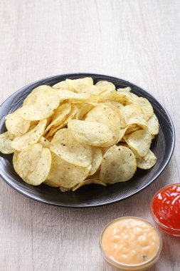 potato chip on a bright background