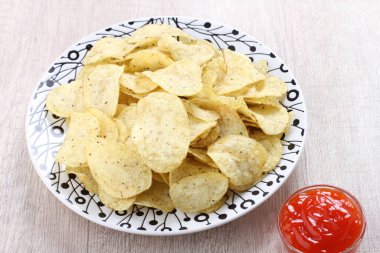 potato chip on a bright background