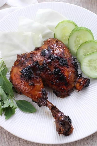 Honey Grilled Chicken White Plate — Foto de Stock