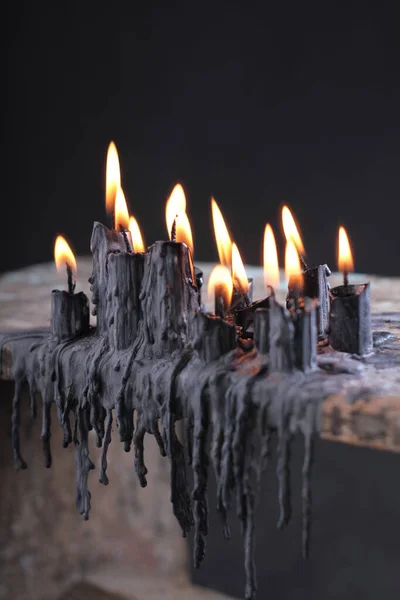 Black Candle Black Background — Stockfoto
