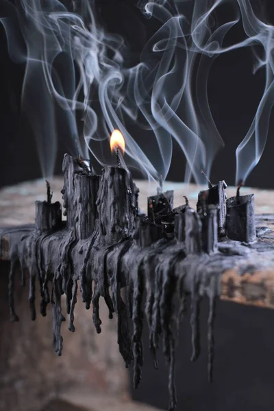 Black Candle Black Background — 스톡 사진