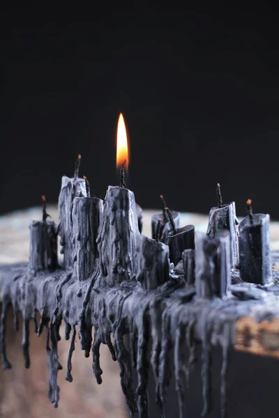 Black Candle Black Background — Stockfoto