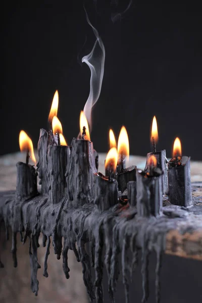 Black Candle Black Background — Zdjęcie stockowe