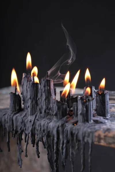 Black Candle Black Background — Zdjęcie stockowe