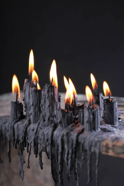 Black Candle Black Background — Stock Photo, Image