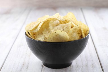 potato chip on a bright background