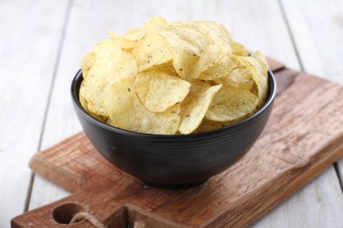 potato chip on a bright background