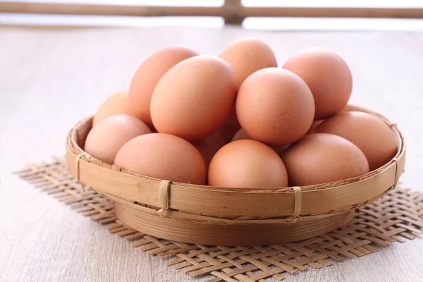 Raw Chicken Eggs Bright Background — ストック写真