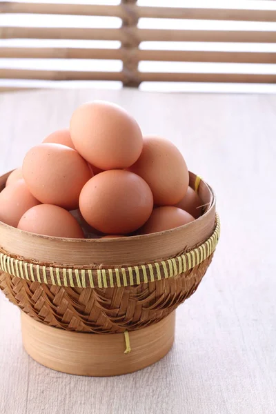 Raw Chicken Eggs Bright Background — ストック写真