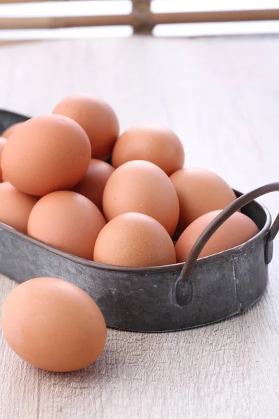 Raw Chicken Eggs Bright Background — Stock Photo, Image