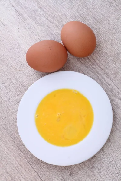 Egg Yolk Spoon White Background — Stock Photo, Image