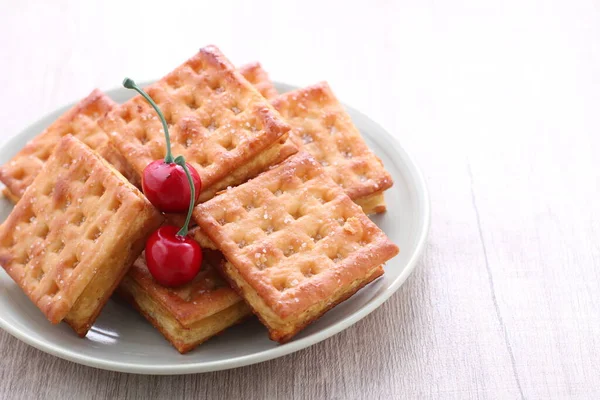 Waffles Raspberries Mint White Background — Stock Photo, Image