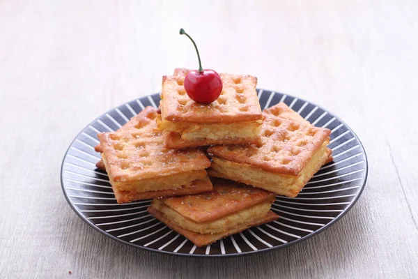Gabin Cake Cake Made Box Shaped Biscuits Milk Fillings Other — Photo