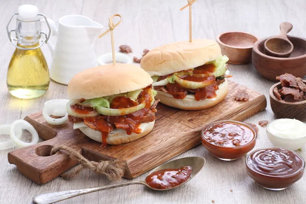 Burger Burgers May Refer Hamburger Sandwich Consisting One More Cooked —  Fotos de Stock
