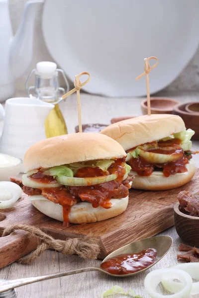 Burger Burgers May Refer Hamburger Sandwich Consisting One More Cooked — 图库照片