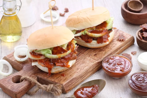 Burger Burgers May Refer Hamburger Sandwich Consisting One More Cooked — Foto de Stock