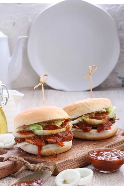 Burger Oder Burger Beziehen Sich Auf Hamburger Ein Sandwich Bestehend — Stockfoto