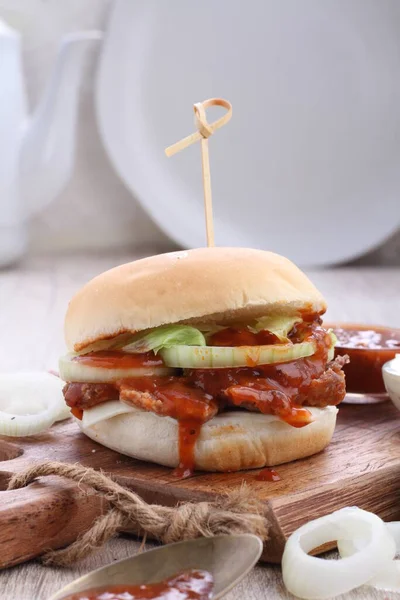Burger Burgers May Refer Hamburger Sandwich Consisting One More Cooked — Stockfoto