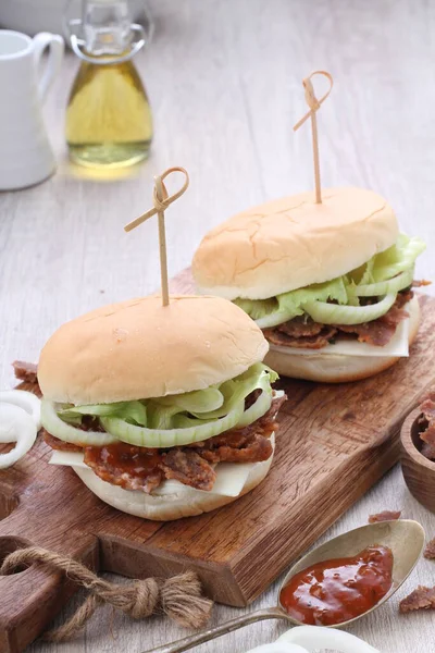 Burger Burgers May Refer Hamburger Sandwich Consisting One More Cooked — Stockfoto
