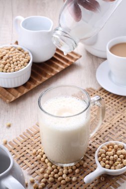 Soy milk also known as soya milk or soymilk, is a plant-based drink produced by soaking and grinding soybeans, boiling the mixture, and filtering out remaining particulates. It is a stable emulsion of oil, water, and protein.