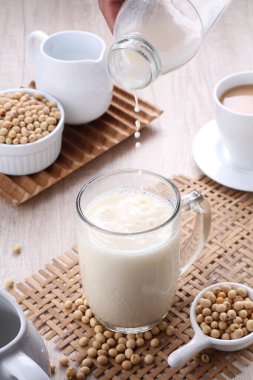 Soy milk also known as soya milk or soymilk, is a plant-based drink produced by soaking and grinding soybeans, boiling the mixture, and filtering out remaining particulates. It is a stable emulsion of oil, water, and protein.