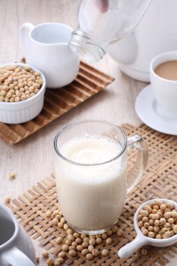 Soy milk also known as soya milk or soymilk, is a plant-based drink produced by soaking and grinding soybeans, boiling the mixture, and filtering out remaining particulates. It is a stable emulsion of oil, water, and protein.