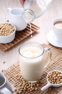 Soy milk also known as soya milk or soymilk, is a plant-based drink produced by soaking and grinding soybeans, boiling the mixture, and filtering out remaining particulates. It is a stable emulsion of oil, water, and protein.