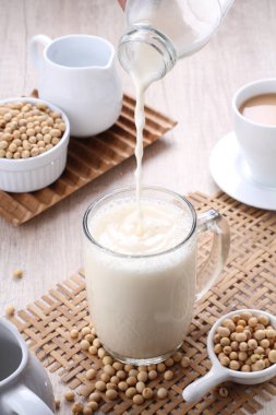 Soy milk also known as soya milk or soymilk, is a plant-based drink produced by soaking and grinding soybeans, boiling the mixture, and filtering out remaining particulates. It is a stable emulsion of oil, water, and protein.