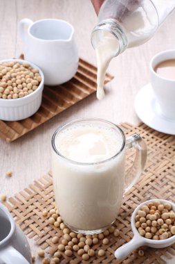 Soy milk also known as soya milk or soymilk, is a plant-based drink produced by soaking and grinding soybeans, boiling the mixture, and filtering out remaining particulates. It is a stable emulsion of oil, water, and protein.