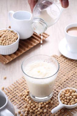 Soy milk also known as soya milk or soymilk, is a plant-based drink produced by soaking and grinding soybeans, boiling the mixture, and filtering out remaining particulates. It is a stable emulsion of oil, water, and protein.