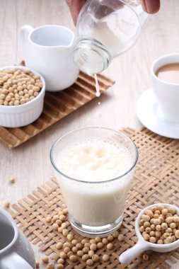 Soy milk also known as soya milk or soymilk, is a plant-based drink produced by soaking and grinding soybeans, boiling the mixture, and filtering out remaining particulates. It is a stable emulsion of oil, water, and protein.