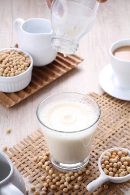Soy milk also known as soya milk or soymilk, is a plant-based drink produced by soaking and grinding soybeans, boiling the mixture, and filtering out remaining particulates. It is a stable emulsion of oil, water, and protein.