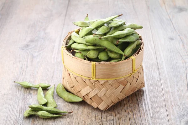 Edamame Japanese Dish Prepared Immature Soybeans Pod Pods Boiled Steamed — стоковое фото