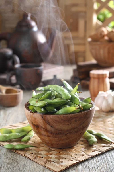 Edamame Japanese Dish Prepared Immature Soybeans Pod Pods Boiled Steamed — Stockfoto