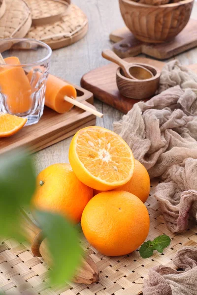 Orange Fruit Various Citrus Species Family Rutaceae Primarily Refers Citrus — Stock fotografie