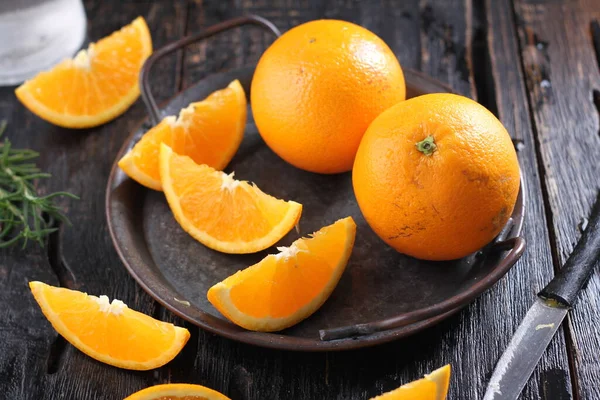 Čerstvé Oranžové Ovoce Dřevěné Pozadí — Stock fotografie