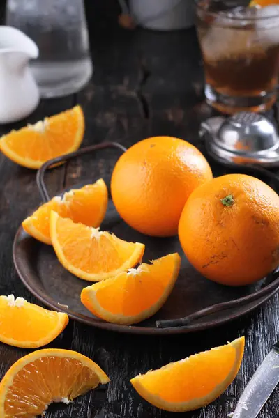 Frischer Orangensaft Mit Zitrusfrüchten Und Eis Nahaufnahme — Stockfoto