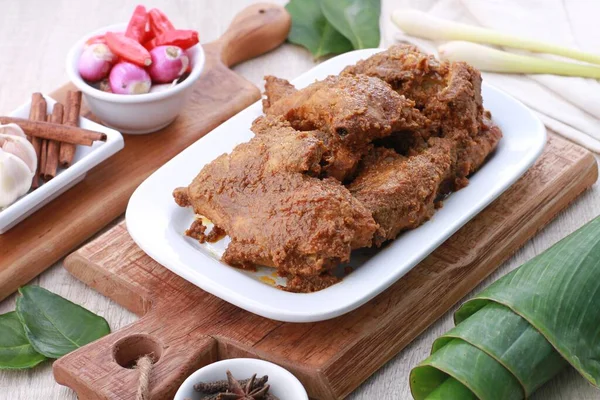 Rendang Minang Dish Originating Minangkabau Region West Sumatra Indonesia Has — Stockfoto