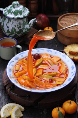 Asinan is a pickled vegetable or fruit dish, commonly found in Indonesia. Asin, Indonesian for 