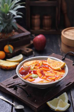 Asinan is a pickled vegetable or fruit dish, commonly found in Indonesia. Asin, Indonesian for 