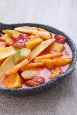 Asinan is a pickled vegetable or fruit dish, commonly found in Indonesia. Asin, Indonesian for 