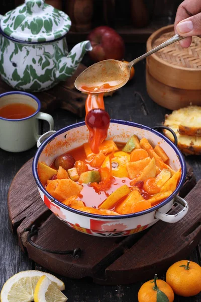 Asinan Pickled Vegetable Fruit Dish Commonly Found Indonesia Asin Indonesian — Stockfoto