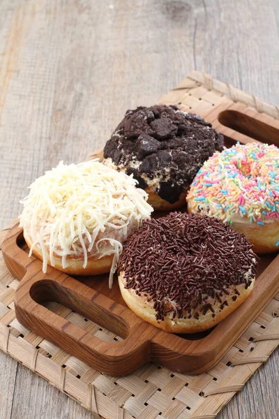 Donuts Fried Confectionery Made Wheat Flour Batter Granulated Sugar Egg — Stock Photo, Image