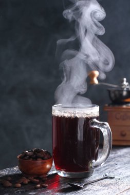 Coffee is a drink prepared from roasted coffee beans. Darkly colored, bitter, and slightly acidic, coffee has a stimulating effect on humans, primarily due to its caffeine content. It has the highest sales in the world market for hot drinks.