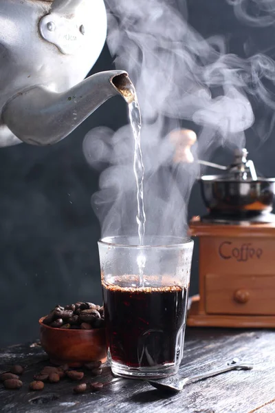 Kopi Tubruk Indonesian Style Coffee Hot Water Poured Fine Coffee — Stock Photo, Image