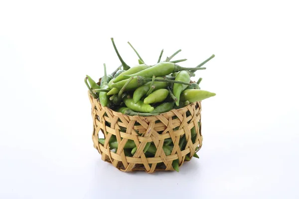 Green Beans Basket White Background — Stock Photo, Image