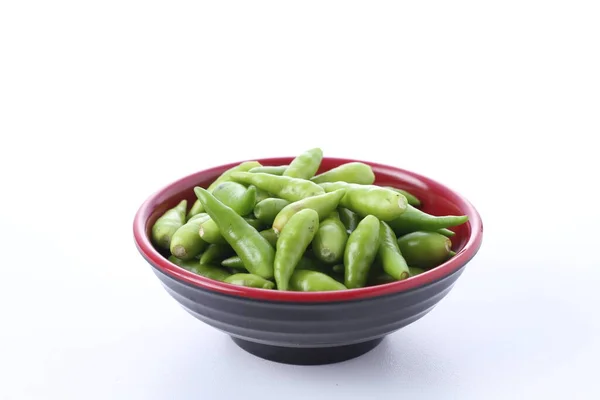 Spicy Green Chillies White Background — Stock Photo, Image