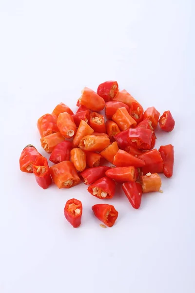 Cayenne Pepper Red Slice White Background — Stock Photo, Image